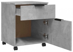 betonszürke szerelt fa mobil iratszekrény kerekekkel 45x38x45cm