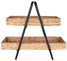 Alfaro fonott tálca fekete fém lábbal, vízi jácint, 42x23x43,5 cm