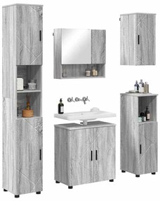 Fürdőszoba bútor szett 5 pcs Szürke sonoma 61 x 35 x 64 cm