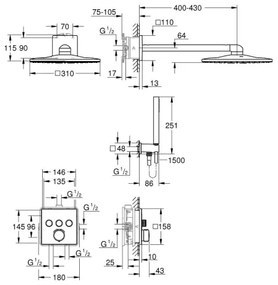 GROHE 34875000 - PRECISION SMARTCONTROL zuhanyrendszer, 310 mm, fényes króm