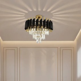 Felületre szerelhető CRISTAL 5xE14/10W/230V Ø 38 cm fekete/arany
