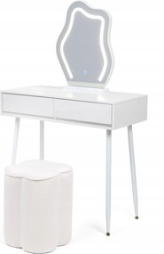 Francia stílusú kozmetikai fésülködőasztal bútor szett asztallap 100 cm fehér