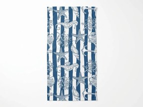 Gyorsan száradó strandfürdőlepedő NAUVIA kék-fehér 70 x 140 cm, 100% mikroszál
