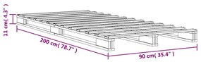 viaszbarna tömör fenyőfa raklapágy 90 x 200 cm