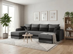 Kinyitható U alakú ülőgarnitúra VALERIO 305x140 cm, sötétszürke/antracit