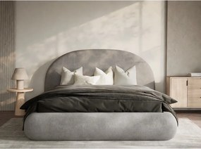 Szürkésbézs kárpitozott ágyneműtartós franciaágy ágyráccsal 180x200 cm Maumere – Maison de Rêve