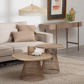 Natúr színű rattan kerek dohányzóasztal ø 70 cm – Ixia