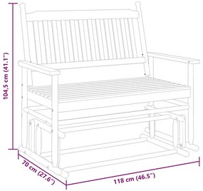 fehér tömör nyárfa hintapad 118 x 70 x 104,5 cm