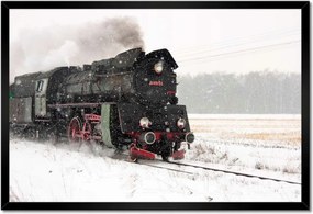 Poszterek keretben 60x40 Vonat Ol49-59 télen