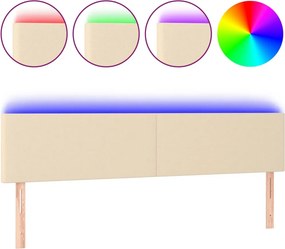 vidaXL krémszínű szövet LED-es fejtámla 180x5x78/88 cm