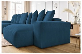 Sötétkék kordbársony sarokkanapé Voltaire – Bobochic Paris