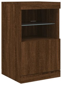 barna tölgy színű tálalószekrény LED-ekkel 123 x 37 x 67 cm