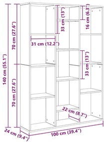Szobaelválasztó polcokkal Musta tammi 100 x 24 x 140 cm Faanyag