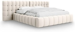 Krémszínű kárpitozott ágyneműtartós franciaágy ágyráccsal 180x200 cm Mamaia – Micadoni Home