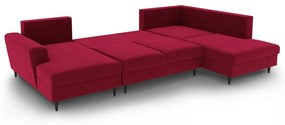 Piros bársony kinyitható tárolóhelyes sarokkanapé (jobb oldali-U alakú) Kyoto – Cosmopolitan Design