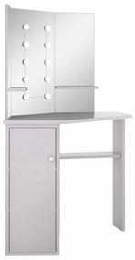 betonszürke sarok-fésülködőasztal LED-del 111x54x141,5 cm