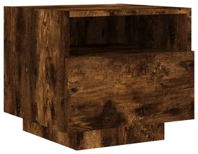 Füstös tölgy színű éjjeliszekrény LED-világítással 40x39x37 cm