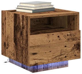 Éjjeli szekrények LED világítással 2 db Régi fa 40x39x37 cm
