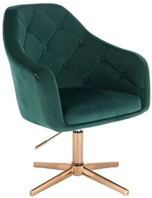 HR831CROSS Sötétzöld Modern Velúr Szék Arany lábbal