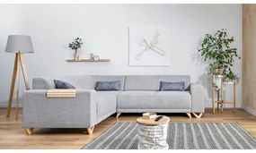 Világosszürke kinyitható-tárolóhelyes sarokkanapé (bal oldali-L alakú) Classy Sophie – Miuform