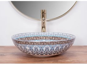 REA-U0267 - ARTE ráépíthető mosdó, átmérő 40 cm, kerámia, ornamentális mintázattal