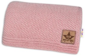 Pamut takaró, kötött takaró, BASIC, 80x90cm, Baby Nellys - régi rózsaszín/por 80 x 90 cm