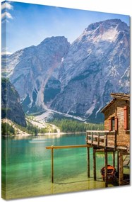 Vászonkép 30x40 Fa házikó a hegyekben