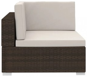 4 részes barna polyrattan kerti kanapészett párnákkal