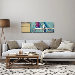 A türkiz veterán képe (órával) (90x30 cm)