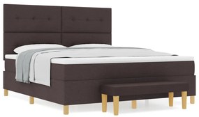 Boxspring Ágy Mattal és Pad Dark Brown 180x200 cm Szövet