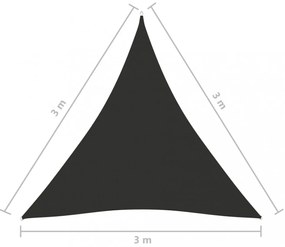 antracitszürke háromszögű oxford-szövet napvitorla 3 x 3 x 3 m