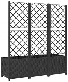 fekete polipropilén rácsos kerti ültetőláda 120 x 40 x 136 cm