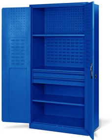 Fém műhelyszekrény fiókokkal SZYMON, 920 x 1850 x 500 mm, kék