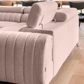 Rózsaszín kinyitható-tárolóhelyes sarokkanapé (bal oldali-U alakú) Louis – ELTAP