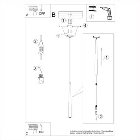 Sollux SL.1462 - Csillár zsinóron BLISS 1xG9/8W/230V fekete