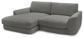 Sötétszürke buklé sarokkanapé (bal oldali-heverő résszel) Leonore – Bobochic Paris