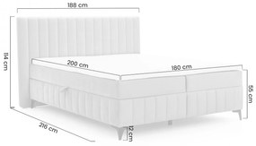 Verona kontinentális ágy 180x200 cm tárolóval - világos bézs Amon 17 hidrofób bársony