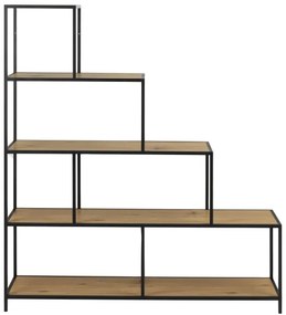 SARON könyvespolc, tölgy/fekete színben