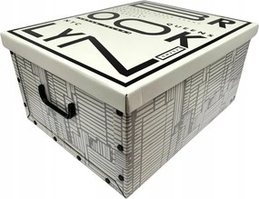 Tárolódoboz fedéllel és fogantyúkkal, feliratokkal