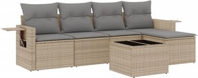 vidaXL 6 részes bézs polyrattan kerti ülőgarnitúra párnával