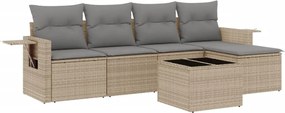 vidaXL 6 részes bézs polyrattan kerti ülőgarnitúra párnával