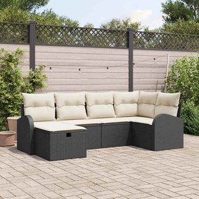 Kerti Kanapé Szett 6 pcs Fekete és krémszínű 234 x 124 x 85 cm