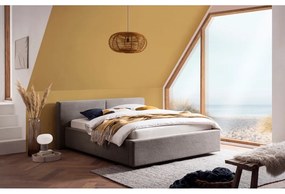 Világosbarna kárpitozott franciaágy ágyrács nélkül 140x200 cm Cube – Meise Möbel