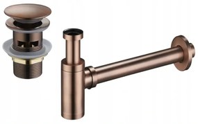 Mexen fél szifon kör alakú mosdóhoz, klik-klak lefolyóval, túlfolyós, antik réz - 7992050-45