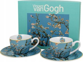 2x csésze eszpresszó csészealjjal 90ml Van Gogh Almond Blossom Porcelán