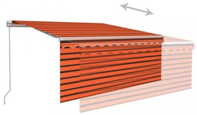 narancssárga-barna kézzel kihúzható LED-es napellenző 3 x 2,5m