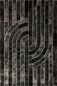 Fekete Arany Csíkos Sűrű Dörzsölt Szőnyeg Kashmir Nappaliba 120x170 cm