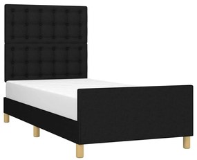 fekete szövet ágykeret matrac nélkül 100x200 cm