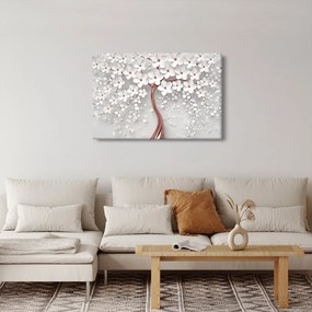 Kép - Egy fehér fa képe virágokkal, rózsaarany (90x60 cm)