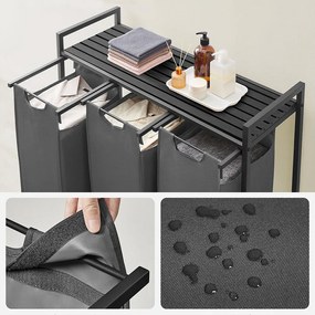 3 rekeszes szennyestartó, sötétszürke